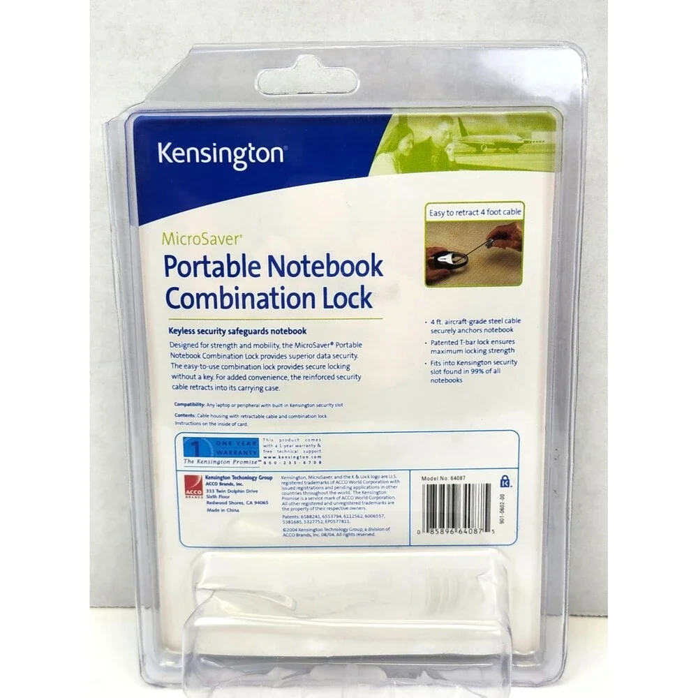 Portable Laptop Notebook Combination Lock Retractable Cable Kensington New